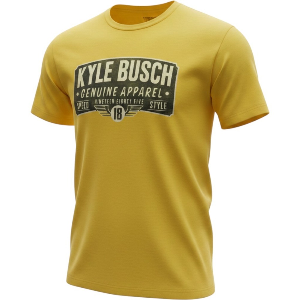 NASCAR Kyle Busch Joe Gibbs Racing Yellow Graphic T-Shirt Mens XL 18 M&Ms Racing